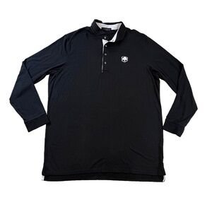 Greyson Men XXL Long Sleeve Polo Shirt Black Heather Pima Modal Stretch Logo